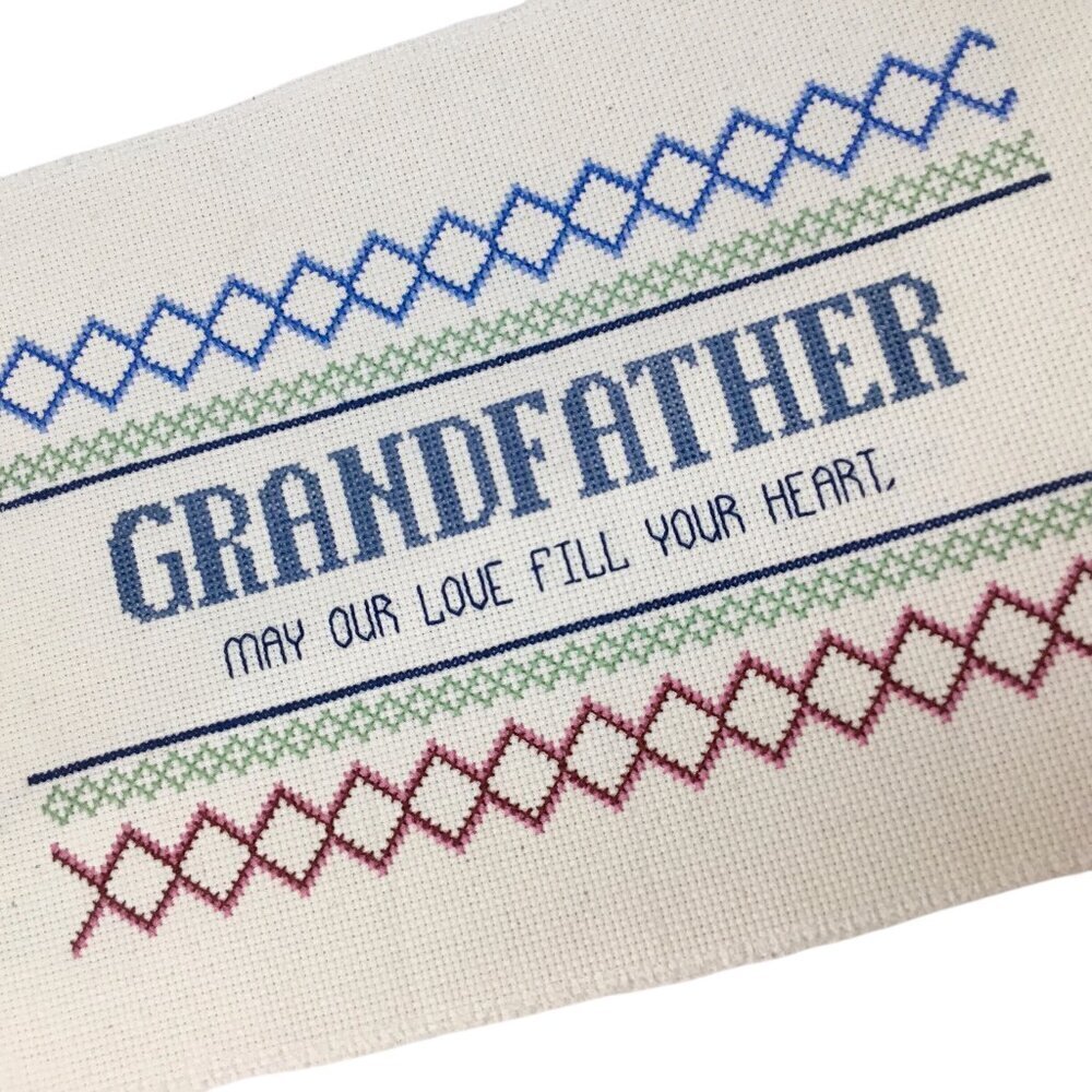 Finished Ready to Frame Cross Stitch Grandfather May Our Love Fill Your Heart